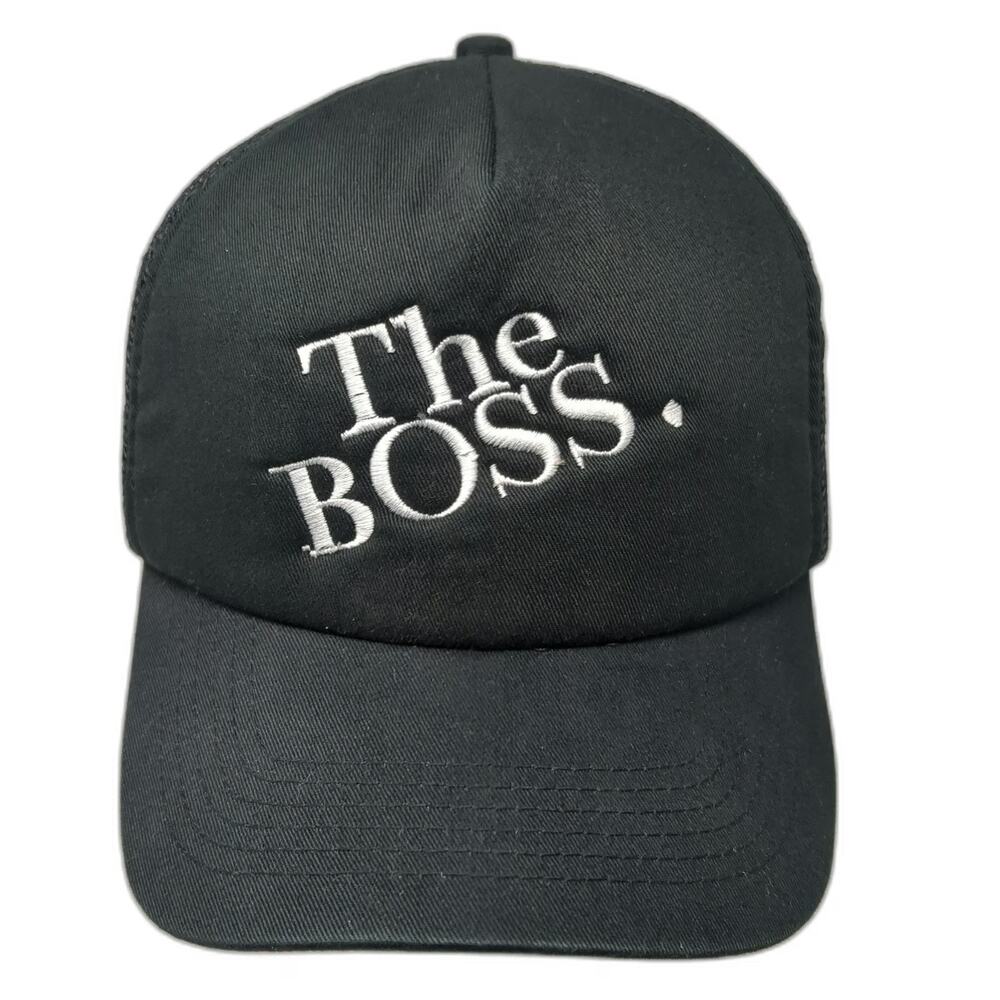 BIG Trucker Hat Black One Size The Boss Embroidery Mesh Back Snapback Adjustable